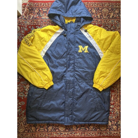 VTG 90's G-III Sports Michigan Wolverines Removal Hood Trench Jacket Puffer XL